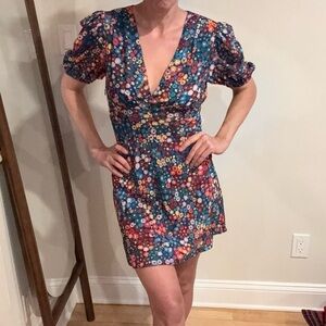 STAUD milla floral-print mini dress - rainbow flower market